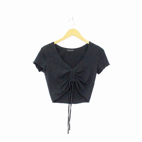 *Shein Black Rouched Black T Shirt - Picture 4 of 6